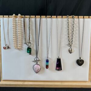 lot of 8 beautiful tinkerbell charm pendant with chain necklace assorted jewelry